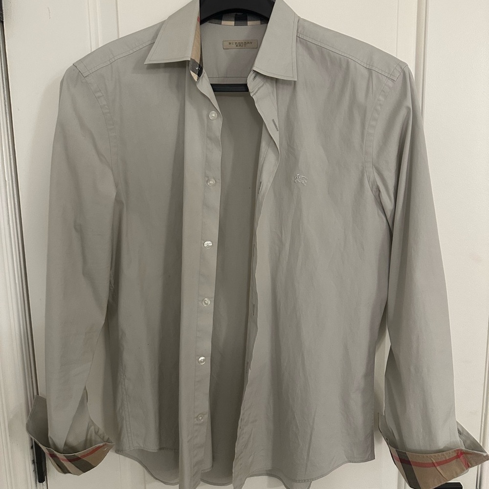 Burberry Light Gray Casual Button Down Shirt
